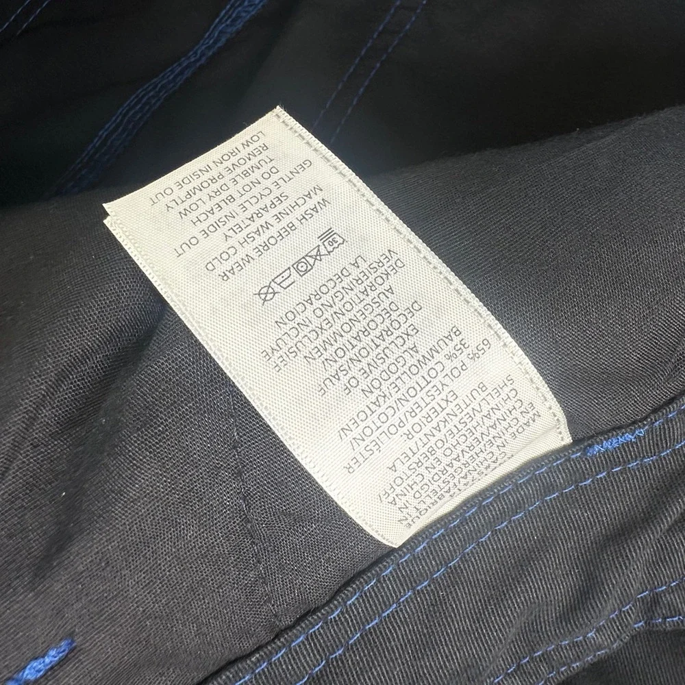 True Religion Cargo Pants Men 36 Jet Black Pacific Blue Contrast Stitch NEW $164